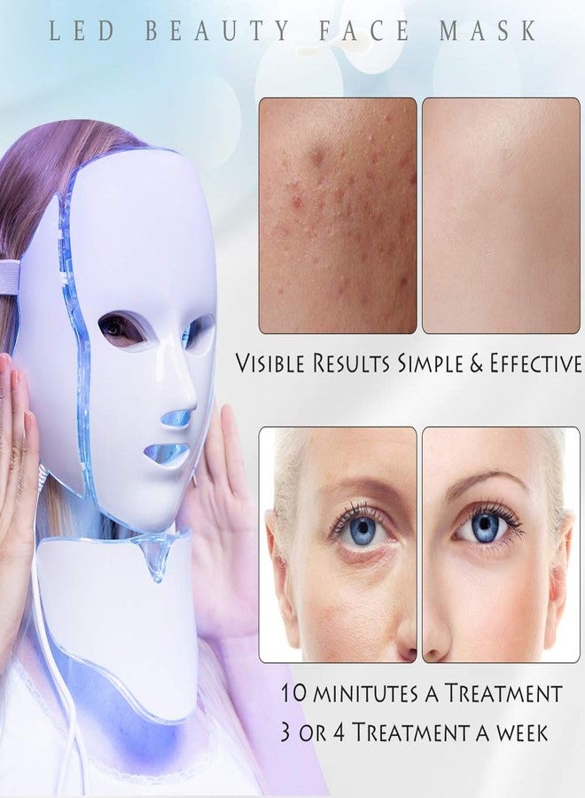 Foleto LED Face Mask Light Therapy - 7 Color Skin Rejuvenation Therapy LED Photon Mask Light Facial Skin Care with Neck Care Anti Aging Skin Tightening Wrinkles Toning Mask - Pack Of 1 - Image 2