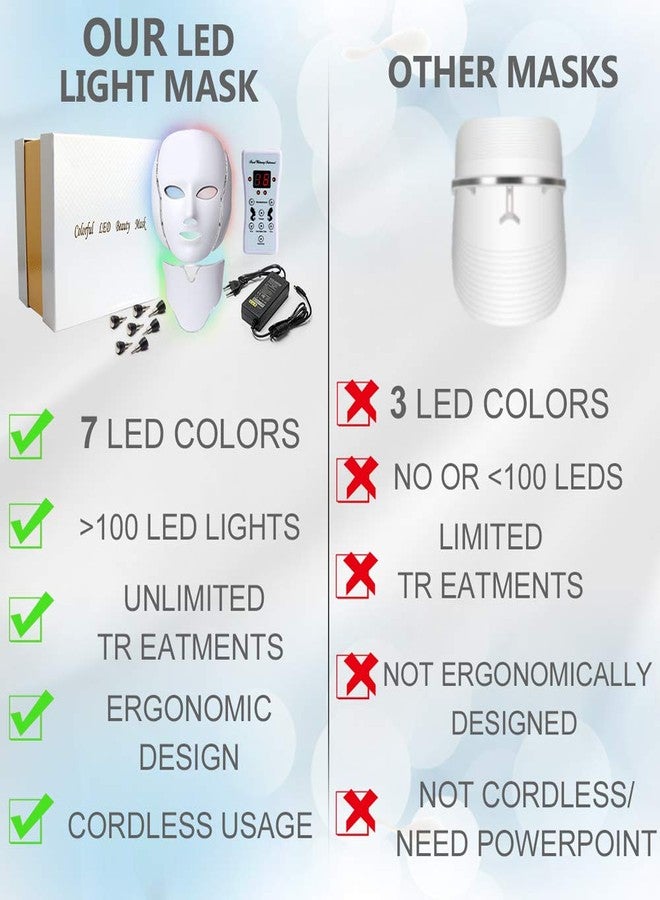 Foleto LED Face Mask Light Therapy - 7 Color Skin Rejuvenation Therapy LED Photon Mask Light Facial Skin Care with Neck Care Anti Aging Skin Tightening Wrinkles Toning Mask - Pack Of 1 - Image 4