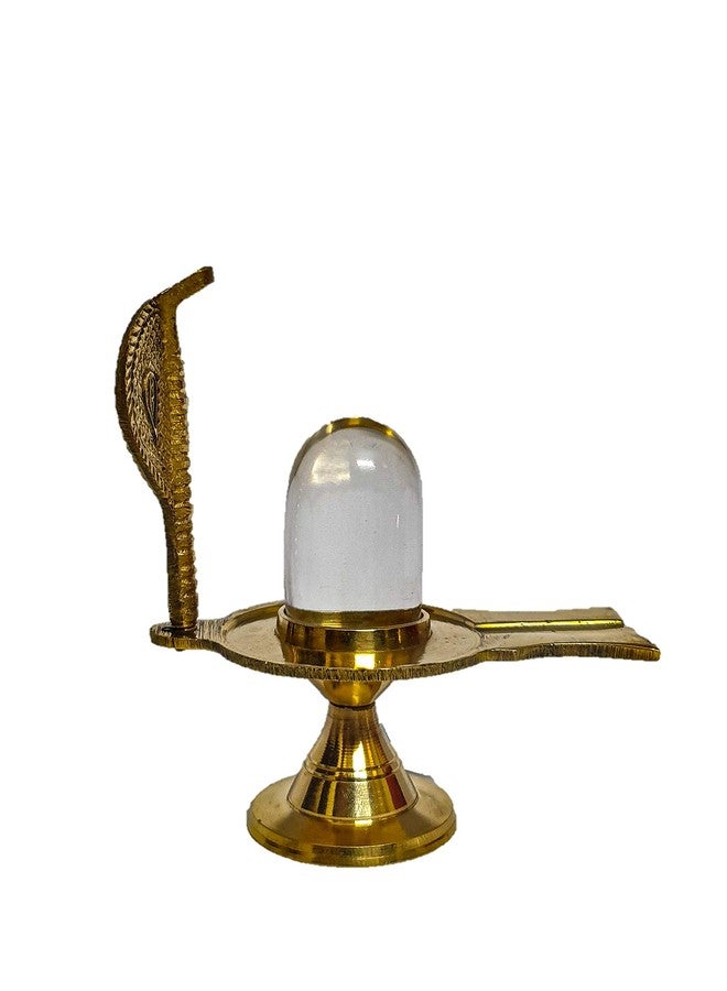 تمثال لينغ من الكريستال الكريستالي مع تمثال شيش ناغ من النحاس الخالص من RH Religious Heritage | لينغ من الكريستال الكريستالي (الطول × العرض × الارتفاع - 5.5 × 9.5 × 10 سم، لون ذهبي) (وحدة واحدة) - Image 4