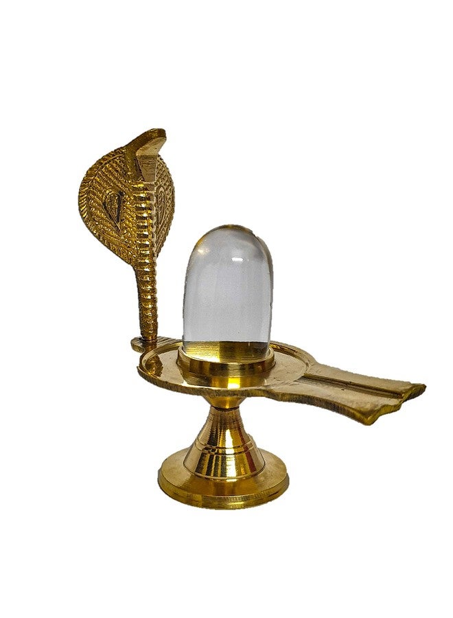 تمثال لينغ من الكريستال الكريستالي مع تمثال شيش ناغ من النحاس الخالص من RH Religious Heritage | لينغ من الكريستال الكريستالي (الطول × العرض × الارتفاع - 5.5 × 9.5 × 10 سم، لون ذهبي) (وحدة واحدة) - Image 2