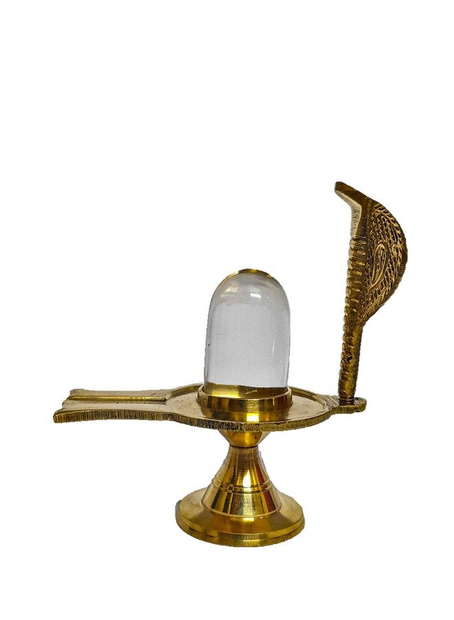 تمثال لينغ من الكريستال الكريستالي مع تمثال شيش ناغ من النحاس الخالص من RH Religious Heritage | لينغ من الكريستال الكريستالي (الطول × العرض × الارتفاع - 5.5 × 9.5 × 10 سم، لون ذهبي) (وحدة واحدة) - Image 5