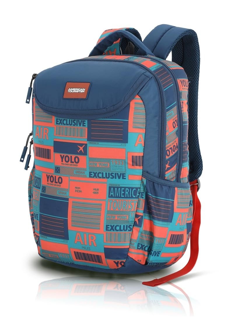 AMERICAN TOURISTER American Tourister Mist (Style 4), 31L Volume Backpack with an Add-on Rain Cover & Front Organizer, for Men & Women - BLUE/ORANGE  - Image 1