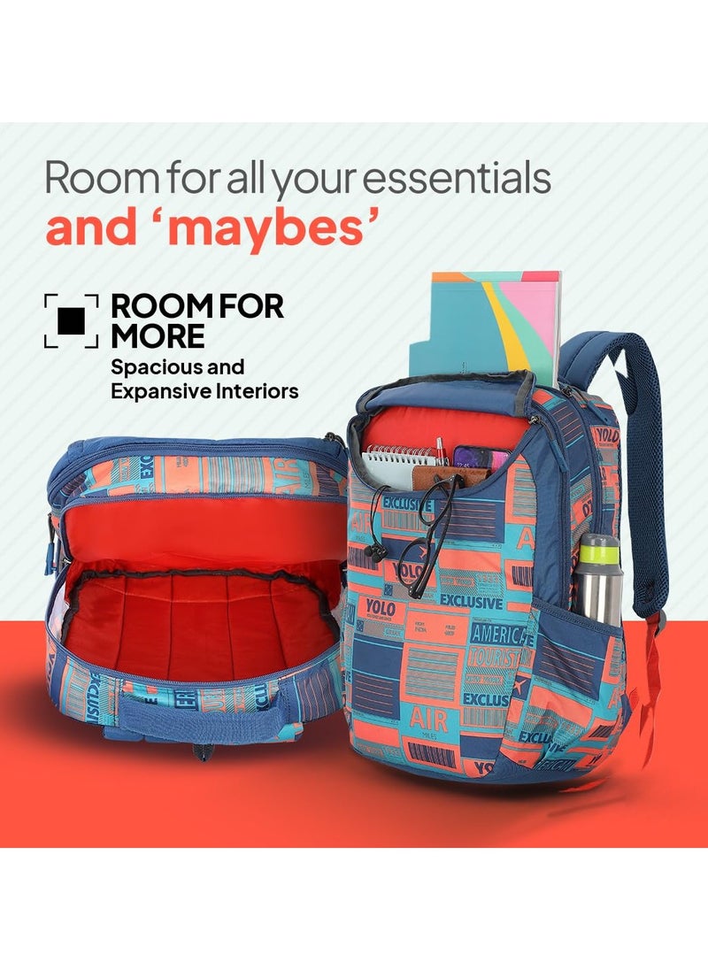AMERICAN TOURISTER American Tourister Mist (Style 4), 31L Volume Backpack with an Add-on Rain Cover & Front Organizer, for Men & Women - BLUE/ORANGE  - Image 3