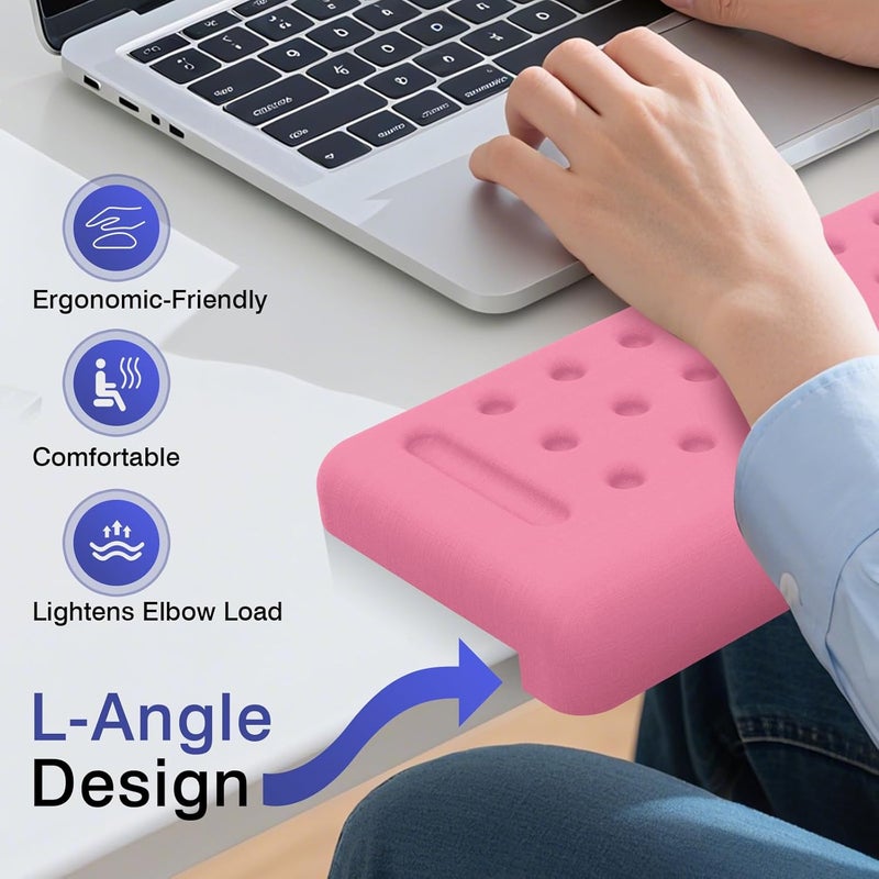 Retuhapy L-Shaped Desk Edge Cushion, 2 PCS Elbow Rest for Desk with Ergonomic Support, Memory Foam Elbow Pad & Arm Rest for Palm, Wrist & Forearm, Non-Slip & Separate Design, Office & Home, Pink - Image 5