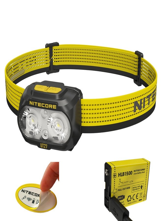 نايت كور مصباح رأس للجري Nitecore UT27 MCT بقوة 800 لومن، قابل لإعادة الشحن عبر منفذ USB، مزود بمصدر طاقة مزدوج وثلاث درجات حرارة لونية، ضوء أحمر، خفيف الوزن، مناسب للمشي لمسافات طويلة والتخييم، ملصق (قياسي). - Image 1