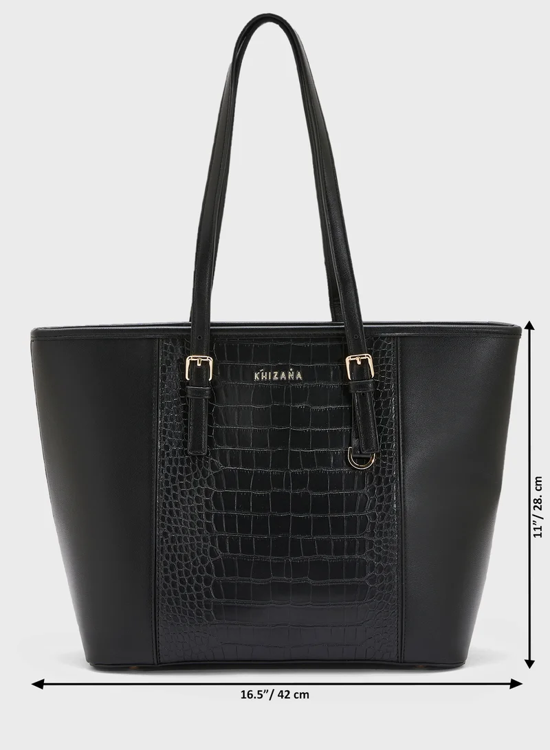 Khizana Croc Panel Tote Bag