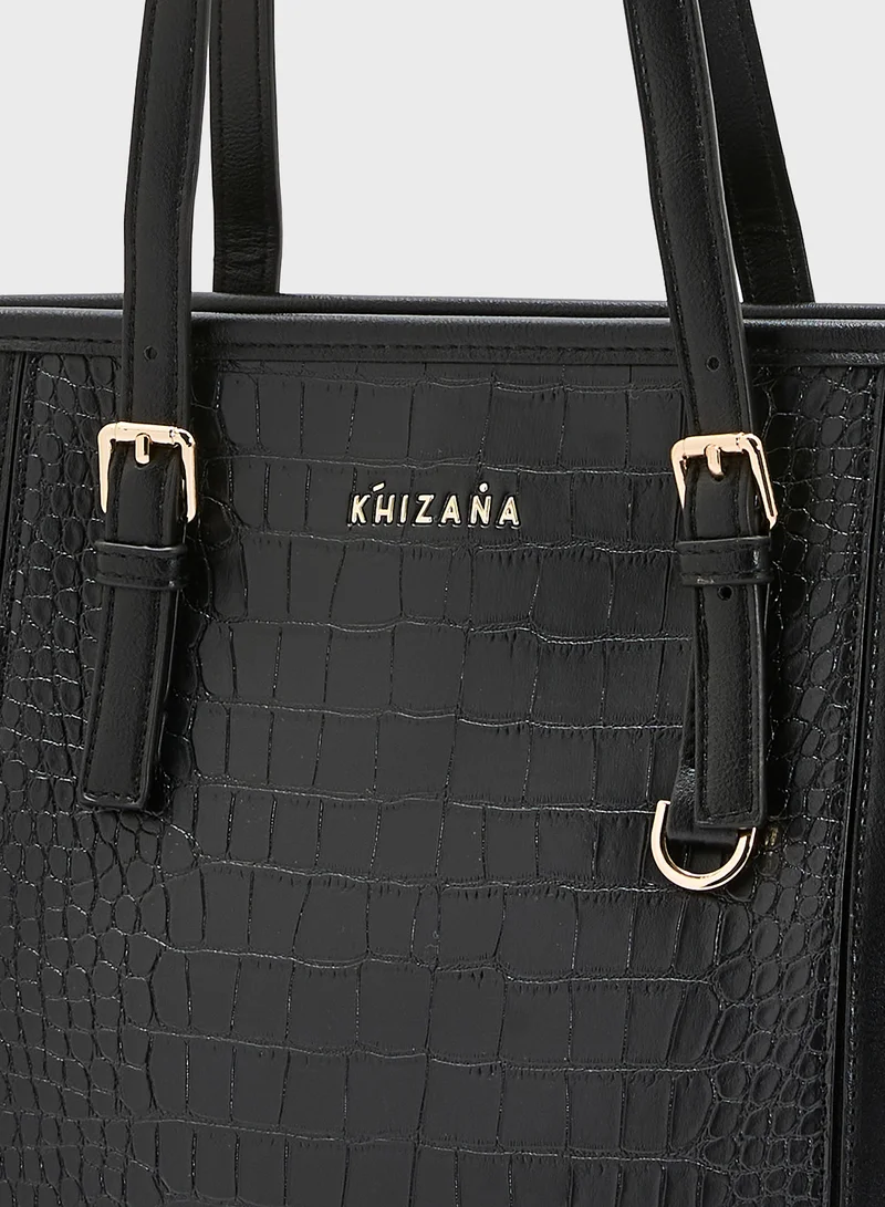 Khizana Croc Panel Tote Bag