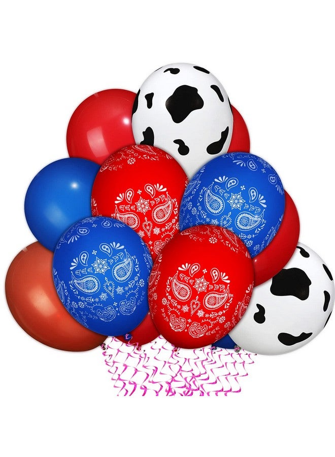 Zhanmai 60 Pieces Western Cowboy Bandana Balloons 12 Inch Blue Red Latex Balloons Arch Garland for Baby Shower Birthday Party Decorations - Image 1