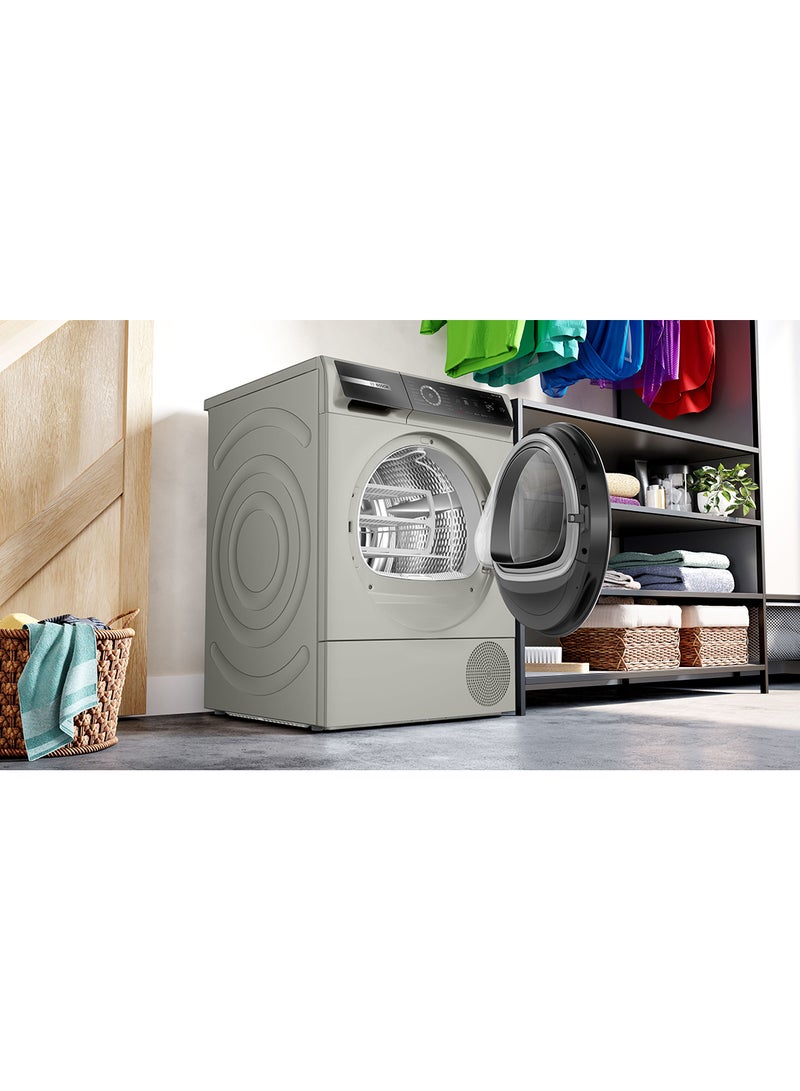 BOSCH Series 8 Free-Standing Heat Pump Dryer 9 kg, EcoSilence Drive, Touch Dial WQB245BXGC Silver Inox - Image 4