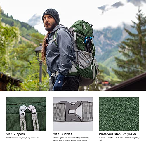 MOUNTAINTOP 70L Internal Frame Backpack Camping Backpacking Hiking Backpack for Men Women with Rain Cover,Dark Green - Image 3