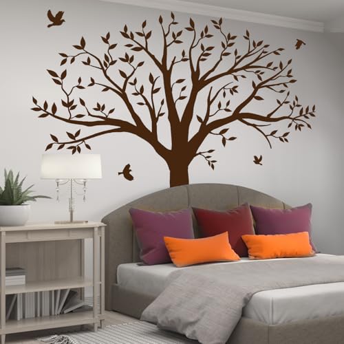 MAFENT Giant Family Tree Wall Decals Photo Tree Wall Decals with Birds Wall Stickers for Living Room Nursery Bedroom Decoration (Coffee Brown) - Image 3