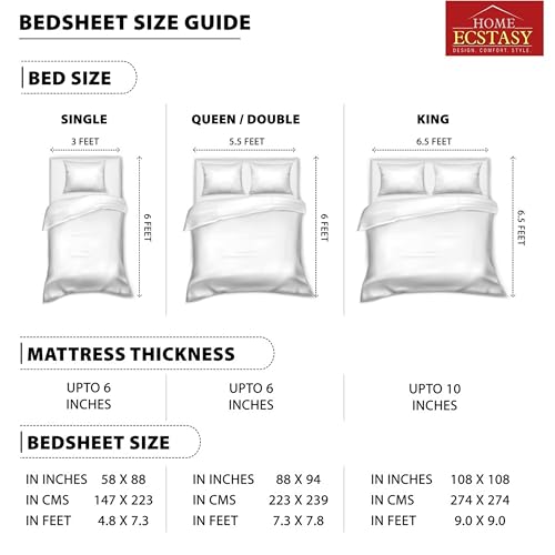 Home Ecstasy 100% Cotton Double Bedsheet with 2 Pillow Covers - (Size 87 x 94 inches, 140 TC, Colour - Purple: Lapis Purple) - Image 5