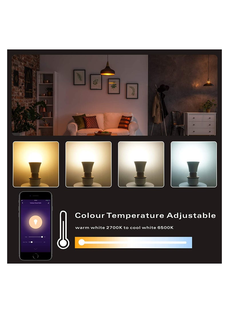 SASKA - Smart LED Bulb E27 - 10W - Pack of 2 - WIFI Control Color Adjustable Light Works with Alexa/Google Home RGB+CW+WW - Image 1