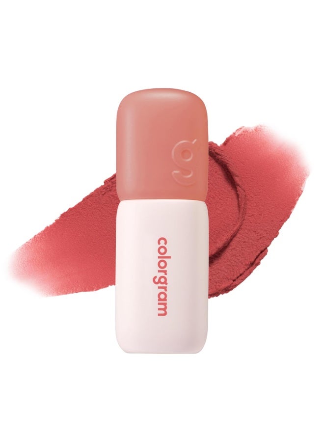 COLORGRAM Nude Blur Lip  Cheek Tint #04 Coral 2 in 1 Matte Lip Blush Korean K-Beauty - Image 1