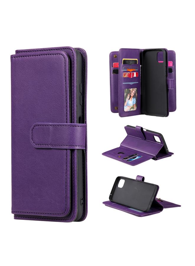 S-TOP Case For Samsung Galaxy A22 5G Multifunctional Magnetic Copper Buckle Horizontal Flip Solid Color Leather Case with 10 Card Slots & Wallet & Holder & Photo Frame - Image 1