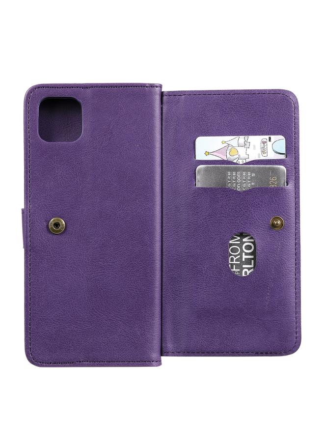 S-TOP Case For Samsung Galaxy A22 5G Multifunctional Magnetic Copper Buckle Horizontal Flip Solid Color Leather Case with 10 Card Slots & Wallet & Holder & Photo Frame - Image 4