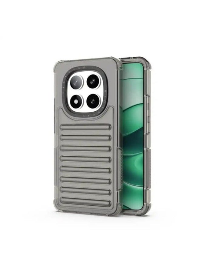Shockproof Transparent Case for Xiaomi Redmi Note 14 Pro Plus 5G – Soft Silicone Back Cover with Air Cushion Corner Protection – Grey Transparent - Image 1