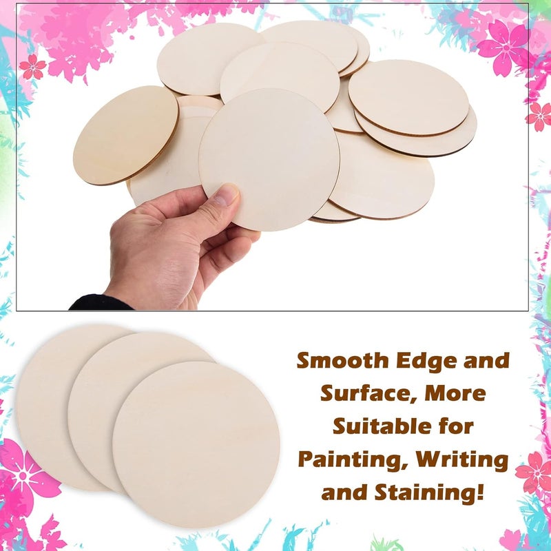 AWIZOM 100 Pcs 3 Inch Wood Circles for Crafts Unfinished Wood Circles Natural Round Wooden Disc Cutouts Blank Round Wood Circle Slices for DIY Crafts Painting Engraving Coasters Home Decor - Image 4