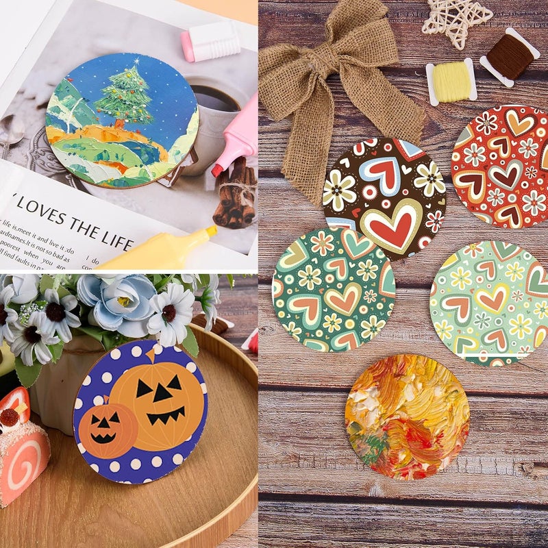 AWIZOM 100 Pcs 3 Inch Wood Circles for Crafts Unfinished Wood Circles Natural Round Wooden Disc Cutouts Blank Round Wood Circle Slices for DIY Crafts Painting Engraving Coasters Home Decor - Image 5