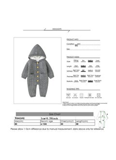 SYOSI SYOSI Baby Hooded Romper, Newborn Cotton Jumpsuit Cute Infant Knitted Romper, Coat Long Sleeve Onesies Clothes Outfit for 6-12 Months Baby Girls Boys  - Image 2