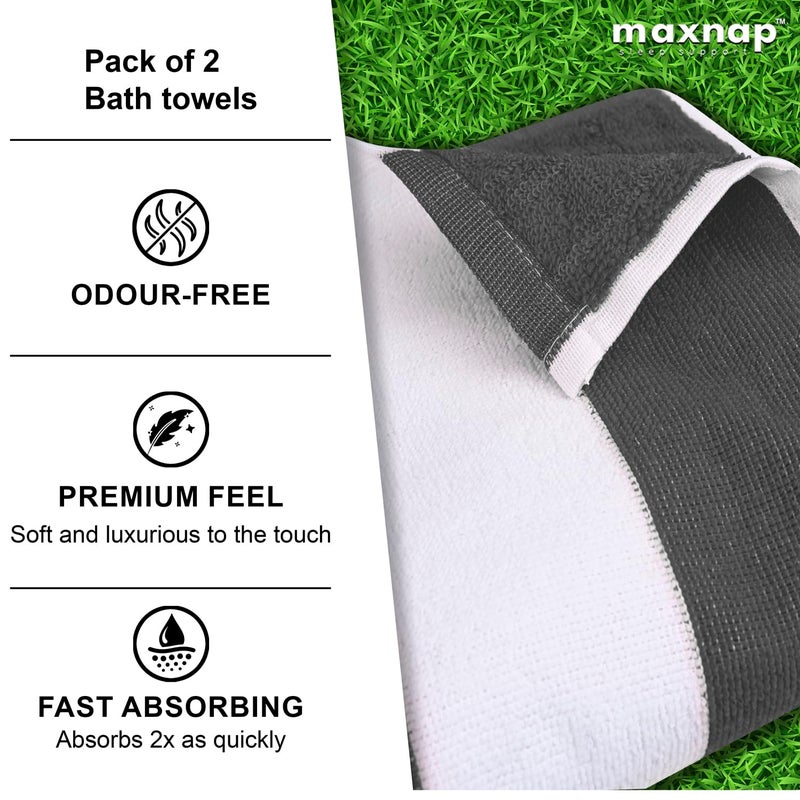 MAXNAP SunStripe - Premium Cabana Striped Towel Set – 100% Cotton, Soft & Quick-Dry, Pool Towels for Adults – Set of 2, 67 x 137 cm, Grey Colour - Image 3