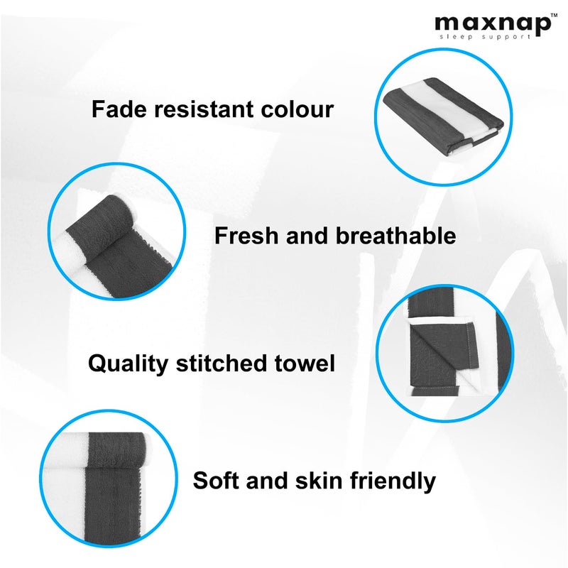 MAXNAP SunStripe - Premium Cabana Striped Towel Set – 100% Cotton, Soft & Quick-Dry, Pool Towels for Adults – Set of 2, 67 x 137 cm, Grey Colour - Image 2
