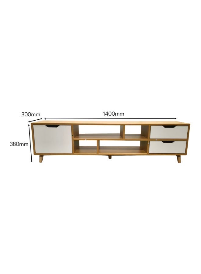 بست وان وحدة تلفاز عصرية وأنيقة للحفاظ على غرفة المعيشة منظمة وراقية 140x38x30 سم MDF بني - Image 3