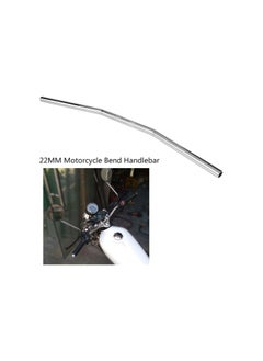 7/8Inch 22MM Motorcycle Retro Bend Handlebar Handle Bar Black Silver(Silver)