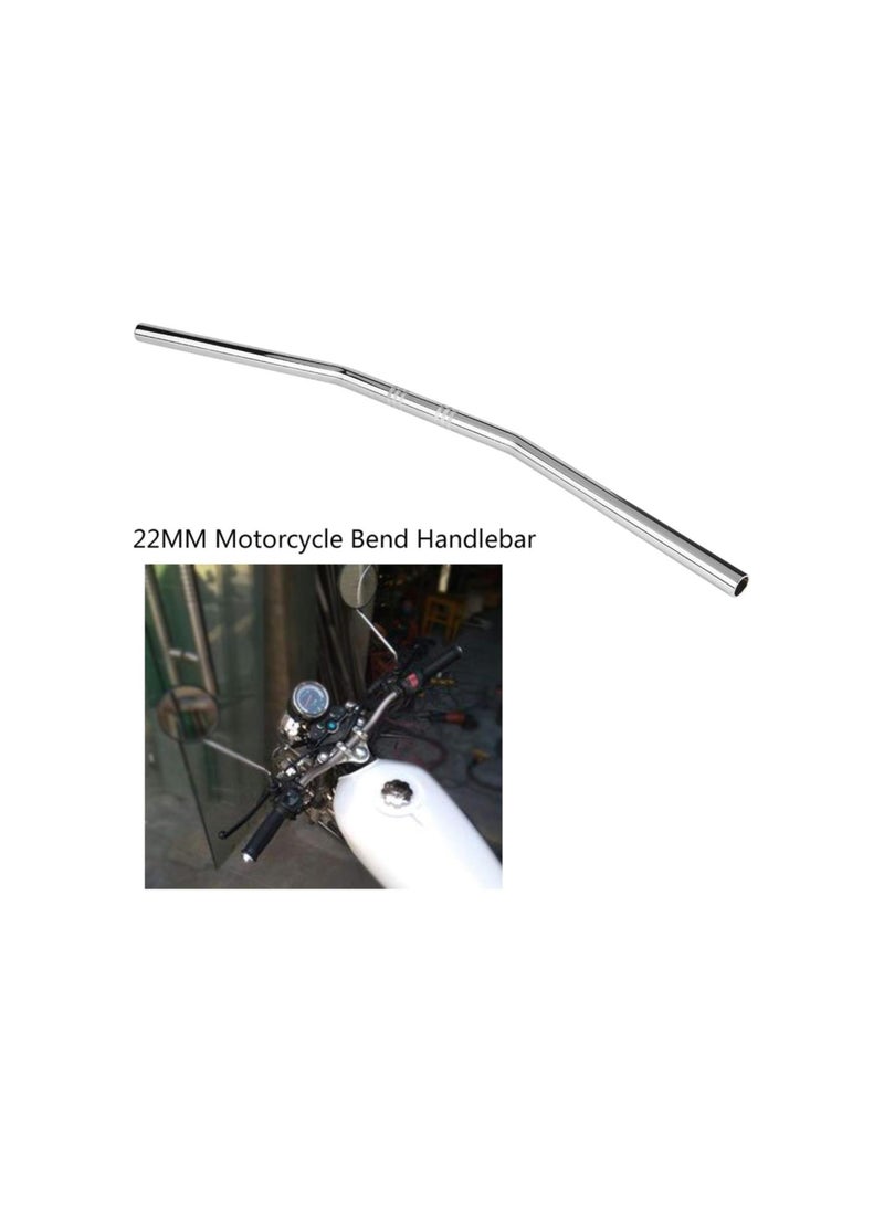 Generic - 7/8Inch 22MM Motorcycle Retro Bend Handlebar Handle Bar Black Silver(Silver) - Image 1