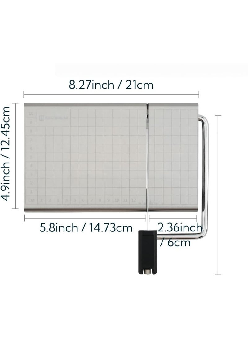 NANAO Replaceable Wire Cheese Slicer with Board and Measuring Grids,Tightness Adjustable Cheese Slicer, Stainless Steel Metal Cheese Cutter for Block Cheese, Dishwasher Safe, with 5 Extra Wires - Image 5