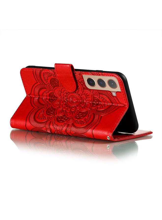 اس-توب جراب لهاتف Samsung Galaxy S22+ 5G، جراب جلدي بنقشة ماندالا الشمس مع حامل وفتحات للبطاقات ومحفظة وحبل - Image 5