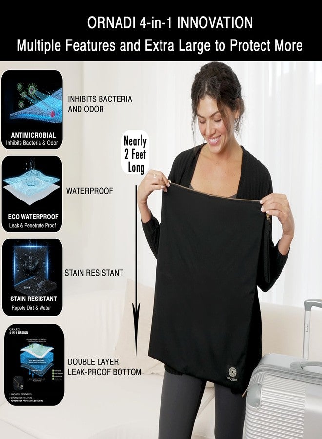 Ornadi X Large Waterproof Antimicrobial Wet Dry Bag Inhibits Bacteria & Odor from Sweaty Gym Clothes, Dirty Laundry, Swimsuits & Towels for Odor Proof Travel Made in USA 17 X 23.5 inch - Image 2