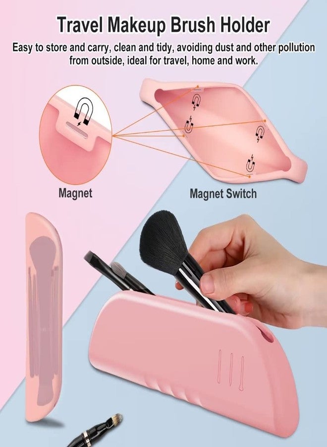 Jilier 4 in 1 Makeup Brush Set with Travel Makeup Brush Holder, Travel Makeup Brushes with Case, Double Sided Makeup Brushes with Silicon Portable Cosmetic Face Brushes Holder - Image 3