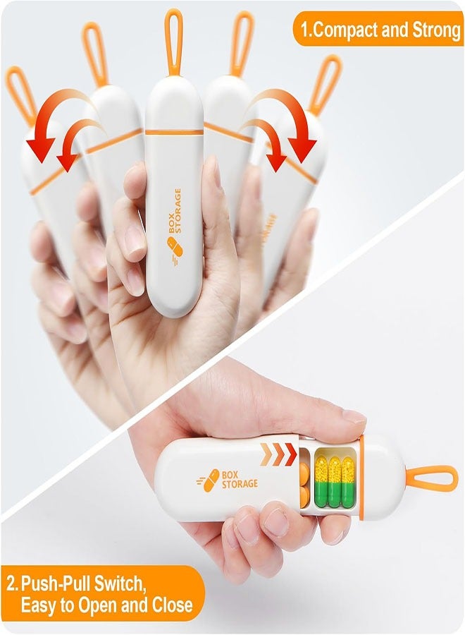 علبة حبوب ثلاثية الأجزاء مقاومة للرطوبة - مانعة لتسرب الماء، مصنوعة من مادة ABS صديقة للبيئة، سعة كبيرة، مثالية للسفر والاستخدام اليومي وتخزين الأدوية وسهلة الحمل، لونها أبيض برتقالي - Image 4