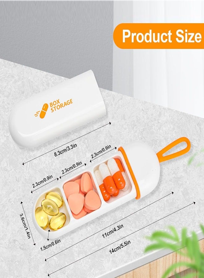 علبة حبوب ثلاثية الأجزاء مقاومة للرطوبة - مانعة لتسرب الماء، مصنوعة من مادة ABS صديقة للبيئة، سعة كبيرة، مثالية للسفر والاستخدام اليومي وتخزين الأدوية وسهلة الحمل، لونها أبيض برتقالي - Image 5