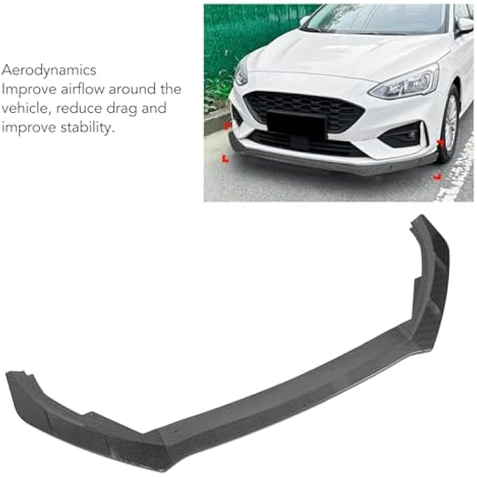 Fuchooky Front Bumper Lip Spoiler Durable Improve Sporty Appearance Bumper Lip Body Kit for Focus MK4 ST Line 2019 to 2022 (Carbon Fiber Style) - Image 4