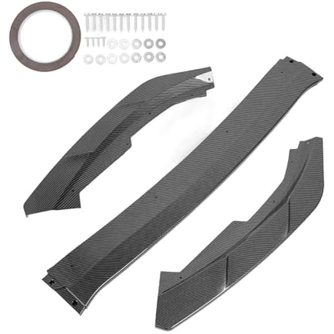 Fuchooky Front Bumper Lip Spoiler Durable Improve Sporty Appearance Bumper Lip Body Kit for Focus MK4 ST Line 2019 to 2022 (Carbon Fiber Style) - Image 1