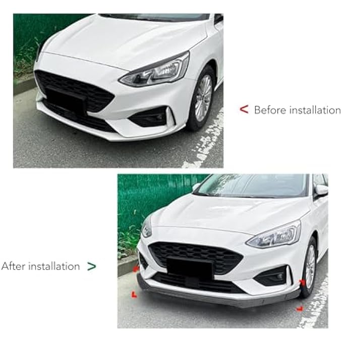 Fuchooky Front Bumper Lip Spoiler Durable Improve Sporty Appearance Bumper Lip Body Kit for Focus MK4 ST Line 2019 to 2022 (Carbon Fiber Style) - Image 3