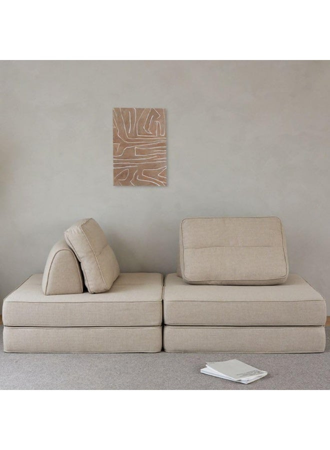 Poppins HOME Modern Modular Sofa Set, Upholstered Sectional with Chaise Lounge (Beige) - Image 1