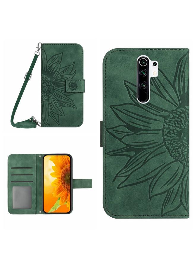 The Bros Case For Xiaomi Redmi 9 / POCO M2 Skin Feel Sun Flower Pattern Flip Leather Phone Case with Lanyard