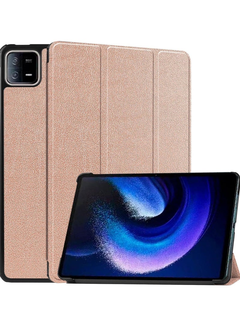 VKL Xiaomi Pad 6 / Xiaomi Pad 6 Pro 2023 case for, Slim Lightweight Hard Shell Cover with Three fold Stand, with Auto Sleep Wake Anti-scratch Smart Protective Cover (Case, Rose Gold) - Image 1
