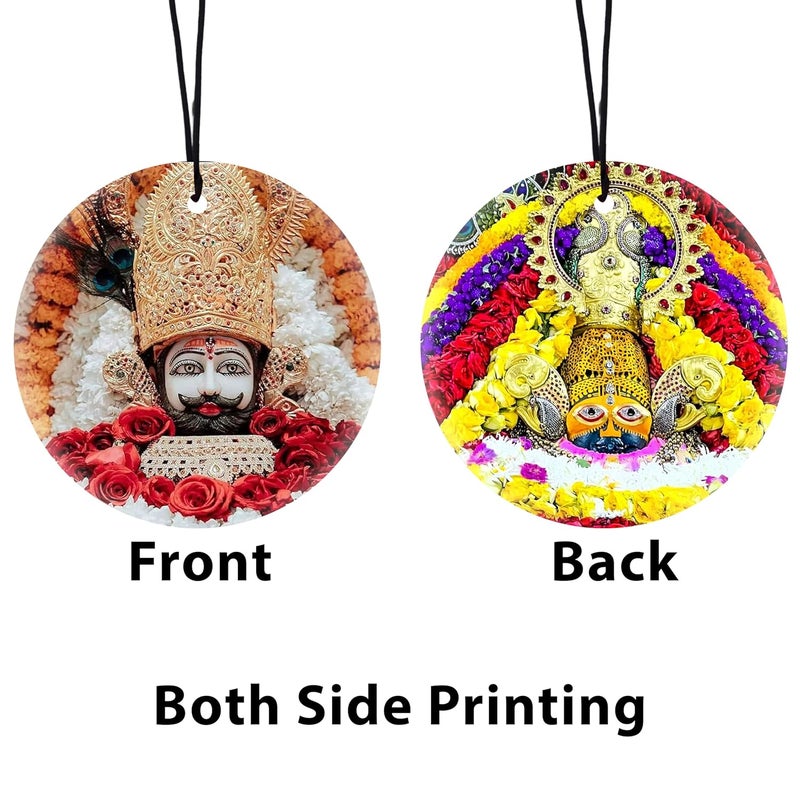 DECOCRU Car Rear Mirror Hanging | Car Hanging Khatu Shyam Ji | Dual-Sided Photo | Acrylic with UV Coating | Circle Shape (2.5 x 2.5 Inch) - Image 3