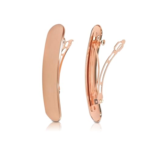 Sanas Copper Barrette Hair Clips For Women Daily Use (1Pc) Premium Clips For Hair Back Clips For Women Stylish Latest Metal Hair Accessories For Woman Wedding Indian (1Pc) (Brushed Copper Shade) - Image 1