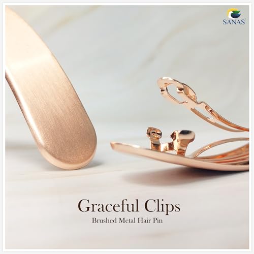 Sanas Copper Barrette Hair Clips For Women Daily Use (1Pc) Premium Clips For Hair Back Clips For Women Stylish Latest Metal Hair Accessories For Woman Wedding Indian (1Pc) (Brushed Copper Shade) - Image 5