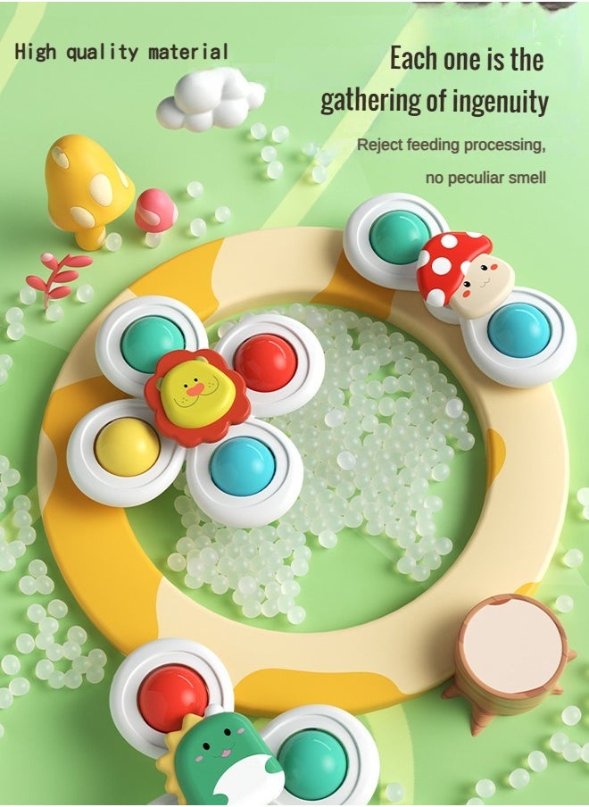 Haidue - 3 Sets Of Suction Cup Rotary Toys In Rrandom Colors, With Wristband And Suction Cup - Image 1