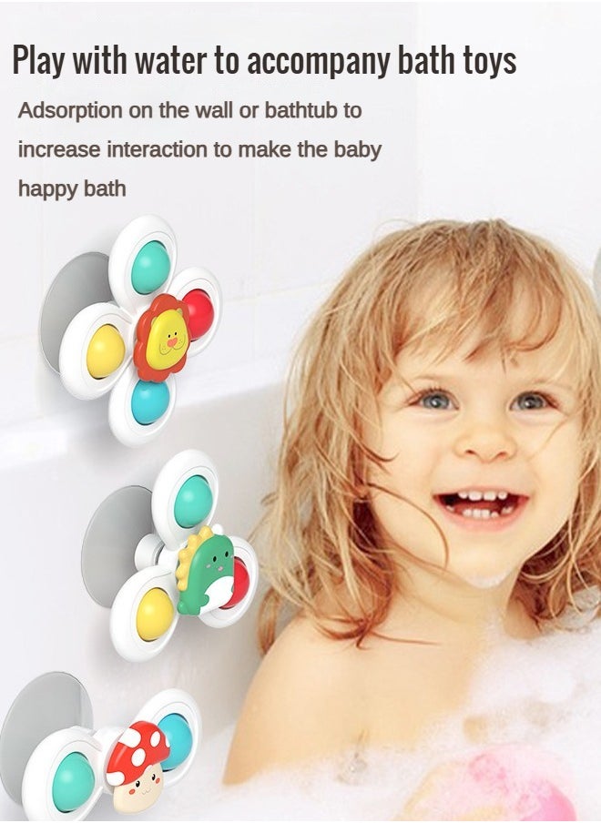 Haidue - 3 Sets Of Suction Cup Rotary Toys In Rrandom Colors, With Wristband And Suction Cup - Image 1