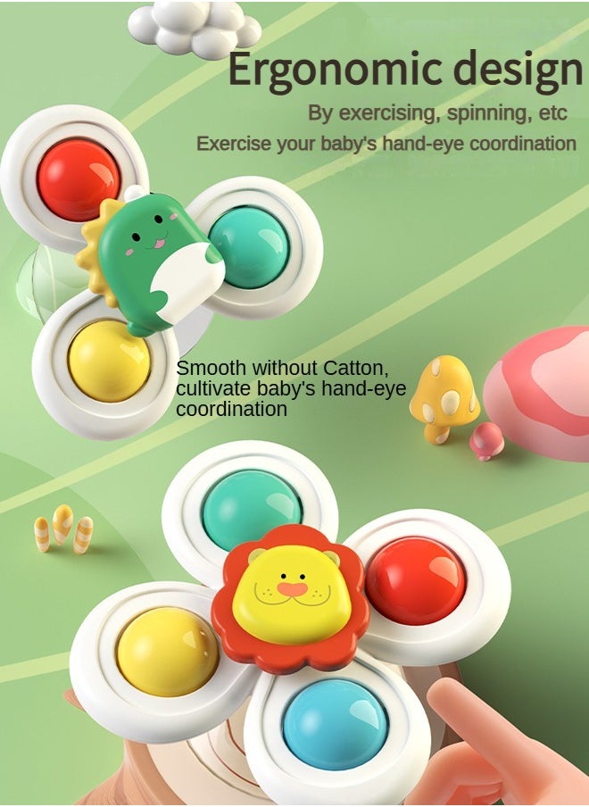 Haidue - 3 Sets Of Suction Cup Rotary Toys In Rrandom Colors, With Wristband And Suction Cup - Image 1