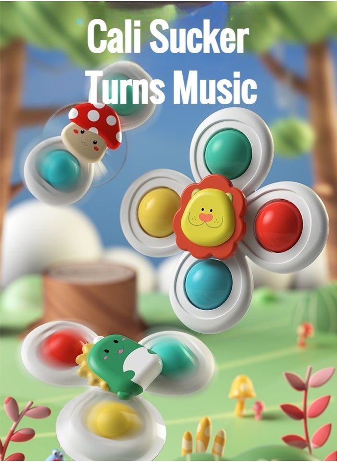 Haidue - 3 Sets Of Suction Cup Rotary Toys In Rrandom Colors, With Wristband And Suction Cup - Image 1
