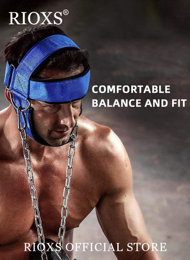 RIOXS Neck Weight Training Straps,Padded Neck Training Head Harness With Adjustable Chain And D-Rings,Head Harness For Strength Fitness Powerlifting,Improve Muscle Strengt,Gym Bodbuilding Equipment For Stronger Neck - Image 2