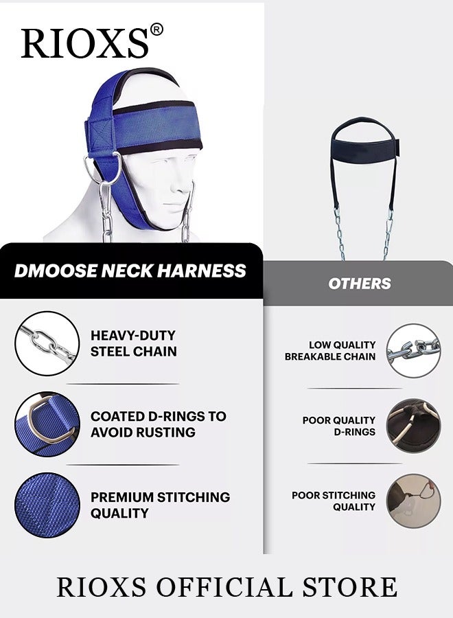 RIOXS Neck Weight Training Straps,Padded Neck Training Head Harness With Adjustable Chain And D-Rings,Head Harness For Strength Fitness Powerlifting,Improve Muscle Strengt,Gym Bodbuilding Equipment For Stronger Neck - Image 4
